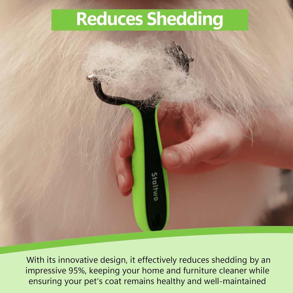 STALTWO 2-in-1 Pet Brush & Undercoat Rake Shedding Tool for Dogs Cats