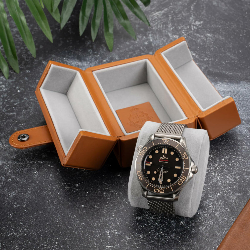 HOUSEOFHIGGINS Travel Watch Case Vegan Leather Fits Up to 42mm Watches