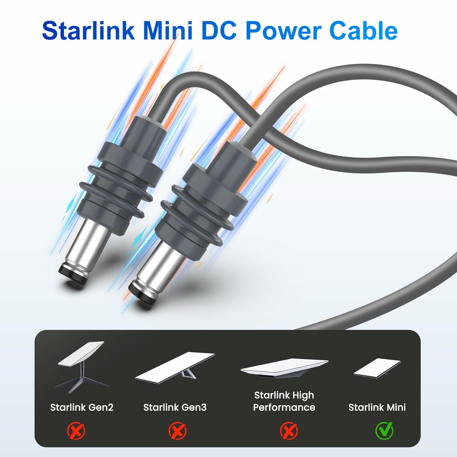 DC Power Cable 10M 32.8FT for Starlink Mini 18AWG Waterproof Gray