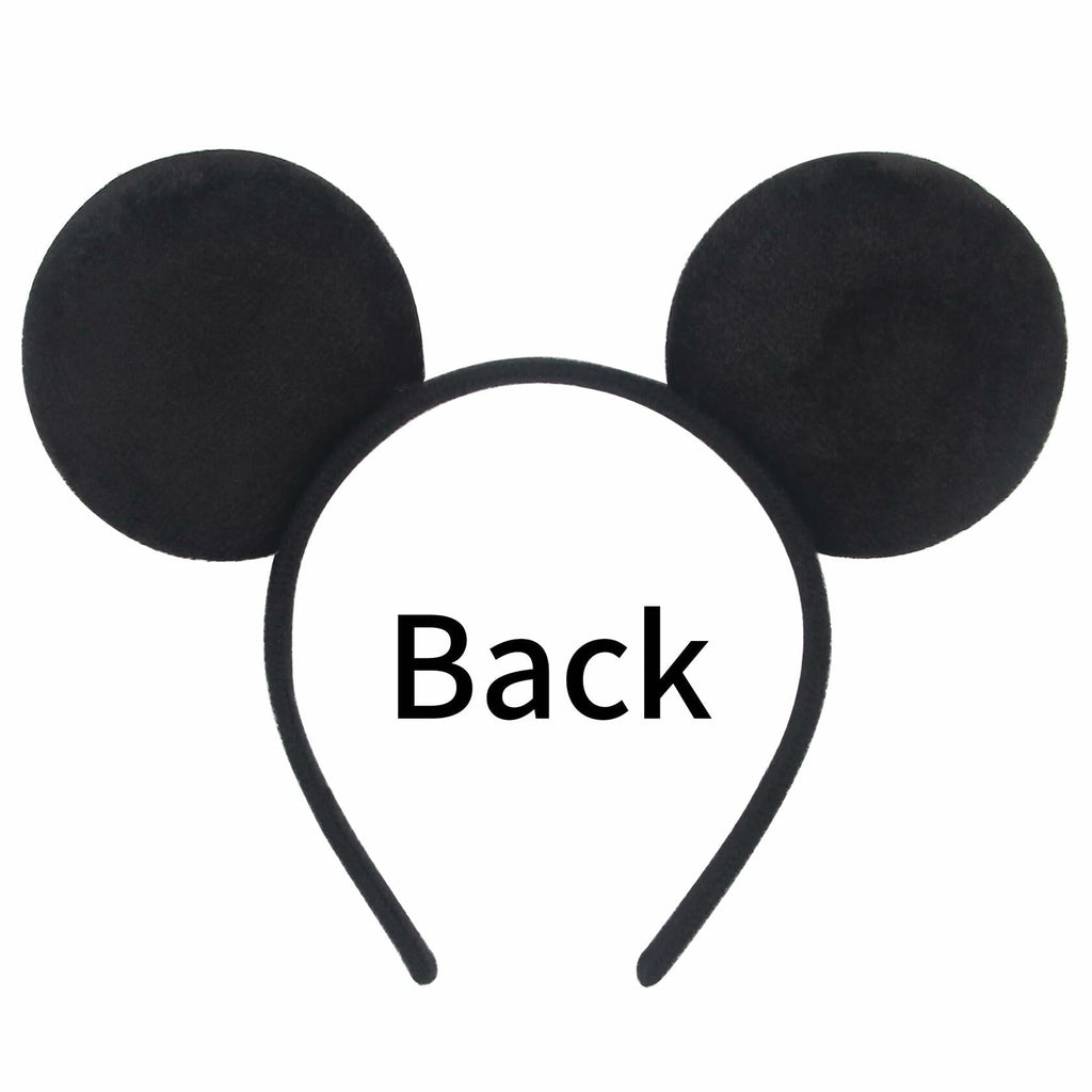 2-Pack Black Mouse Ears Headband Velvet Hair Bow Headwear for Women Kids