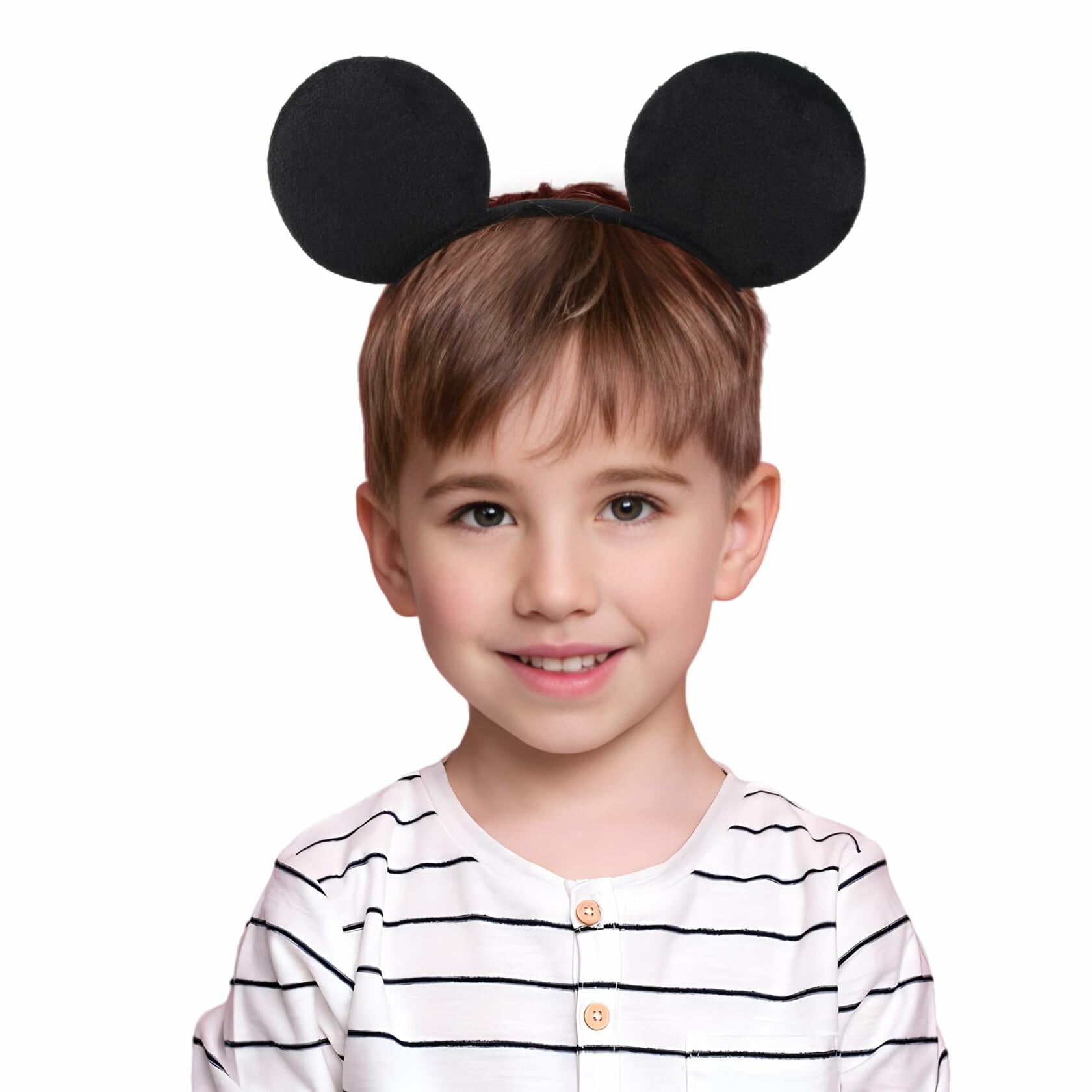 2-Pack Black Mouse Ears Headband Velvet Hair Bow Headwear for Women Kids