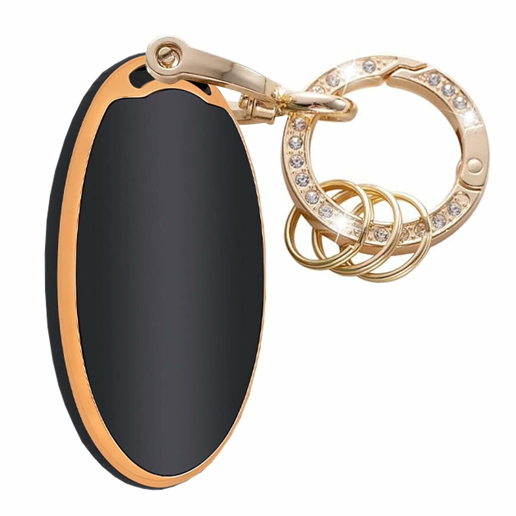 Hyundai Key Fob Cover Shell with Keychain 5 Buttons Black-Gold TAPAYICA