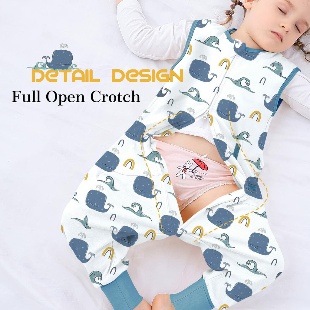 JOJOHEDIA Toddler Sleep Sack with Feet 0.5Tog, Baby sleeping sack(Whale,2T-3T)