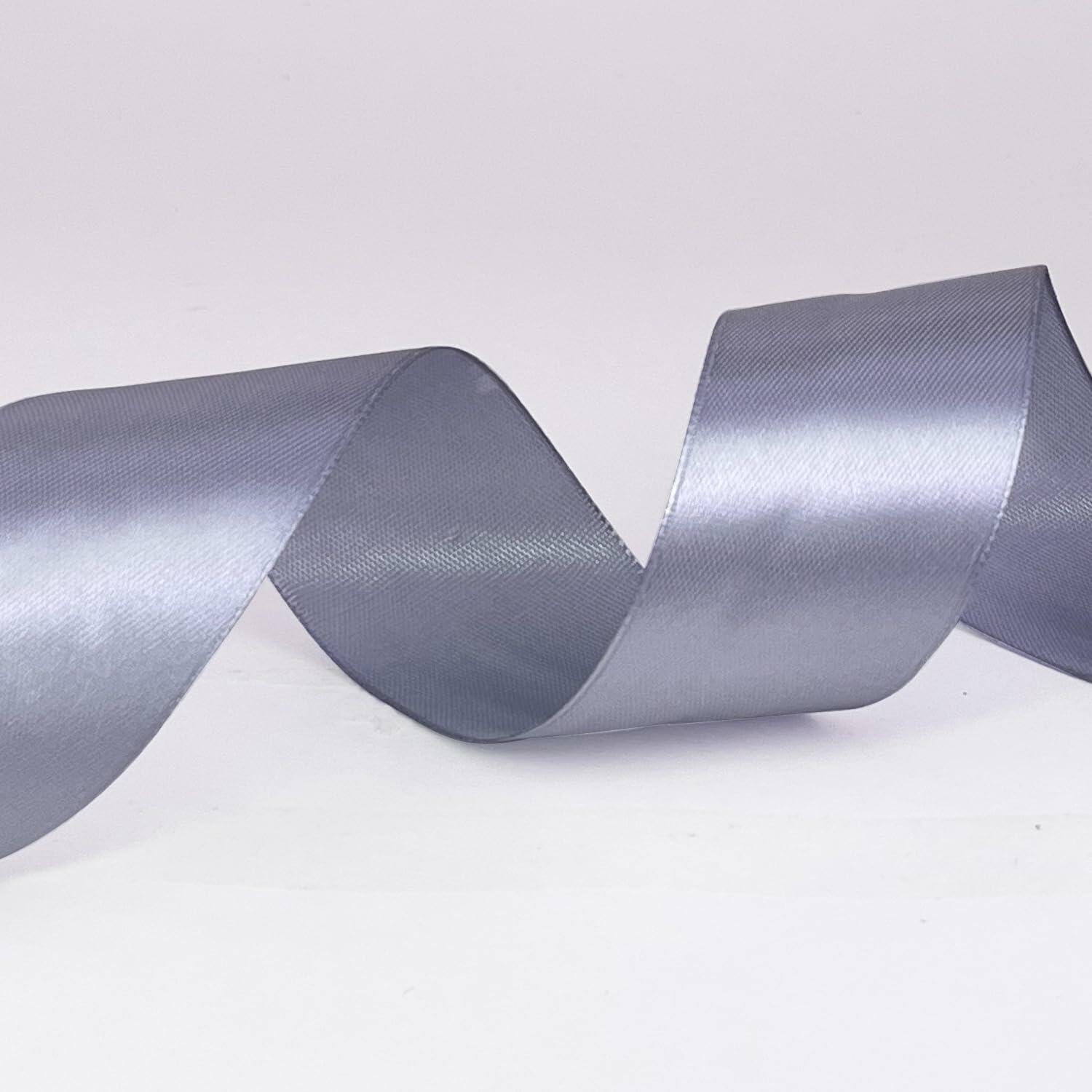 MEYIART 25 Yards 1.5" Silver Gray Satin Ribbon Wedding Gift Wrap Bows