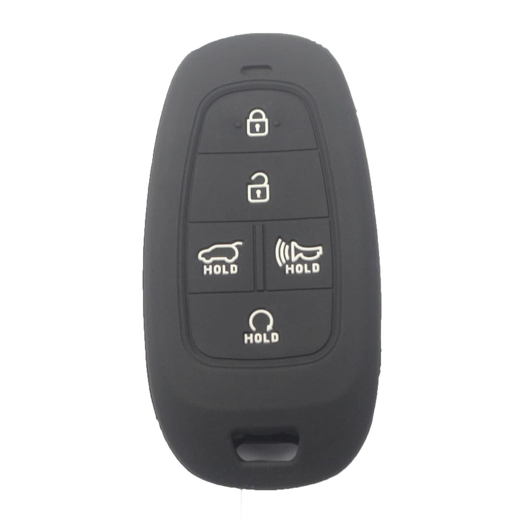 KCPros 2PCS Black Silicone Key Fob Cover Case 5-Button With Keychain Hyundai