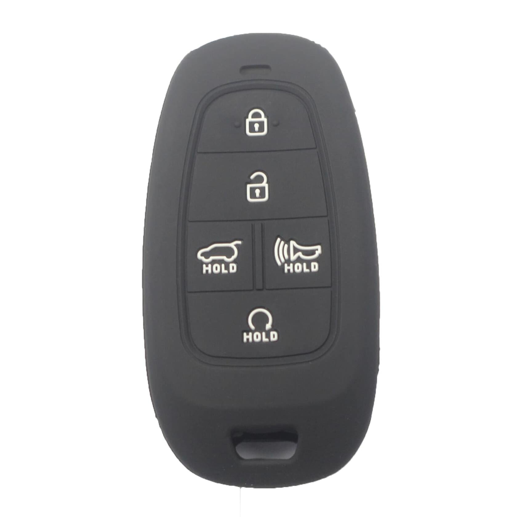 KCPros 2PCS Black Silicone Key Fob Cover Case 5-Button With Keychain Hyundai
