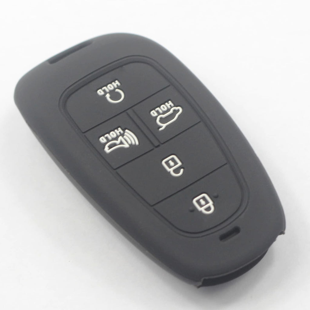 KCPros 2PCS Black Silicone Key Fob Cover Case 5-Button With Keychain Hyundai