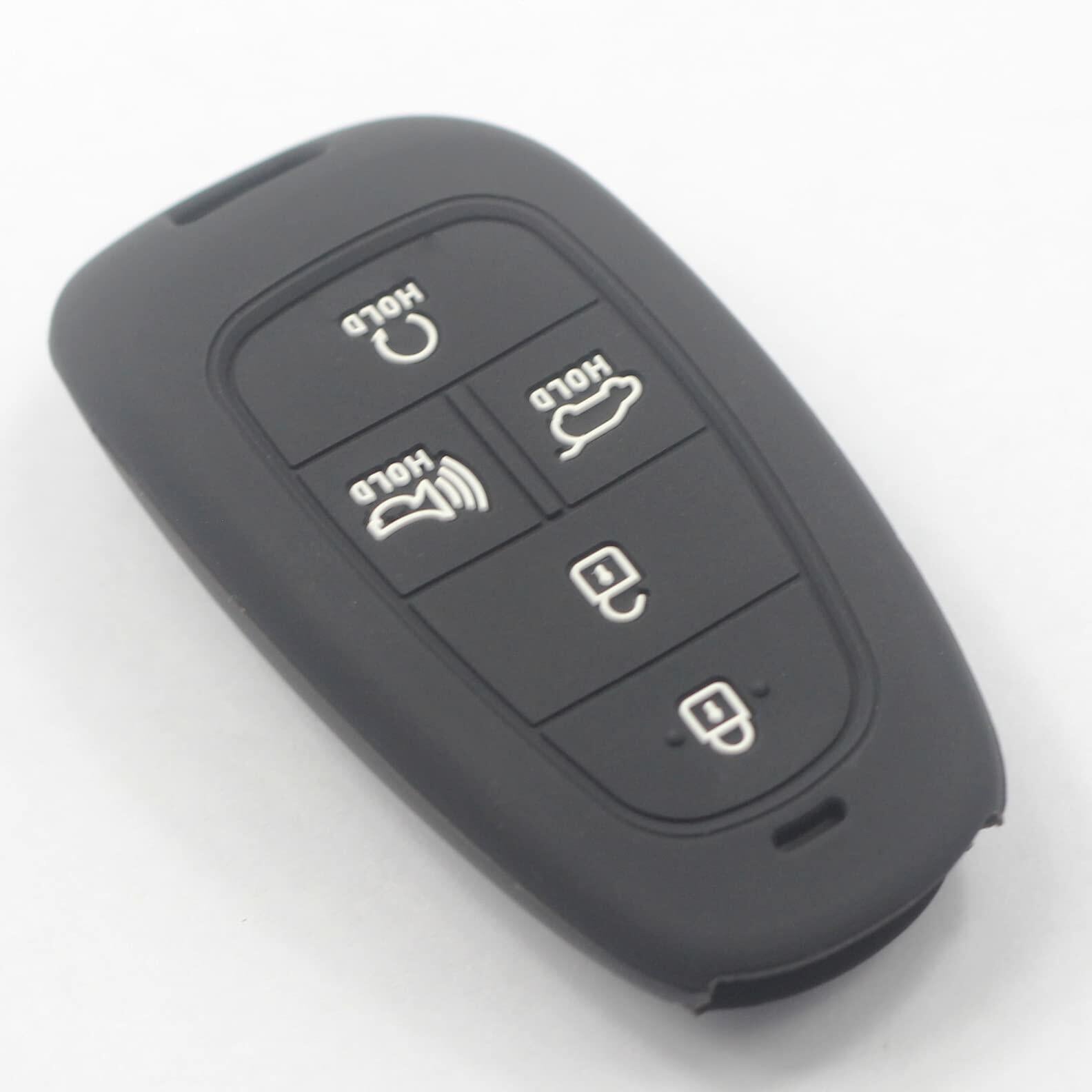 KCPros 2PCS Black Silicone Key Fob Cover Case 5-Button With Keychain Hyundai