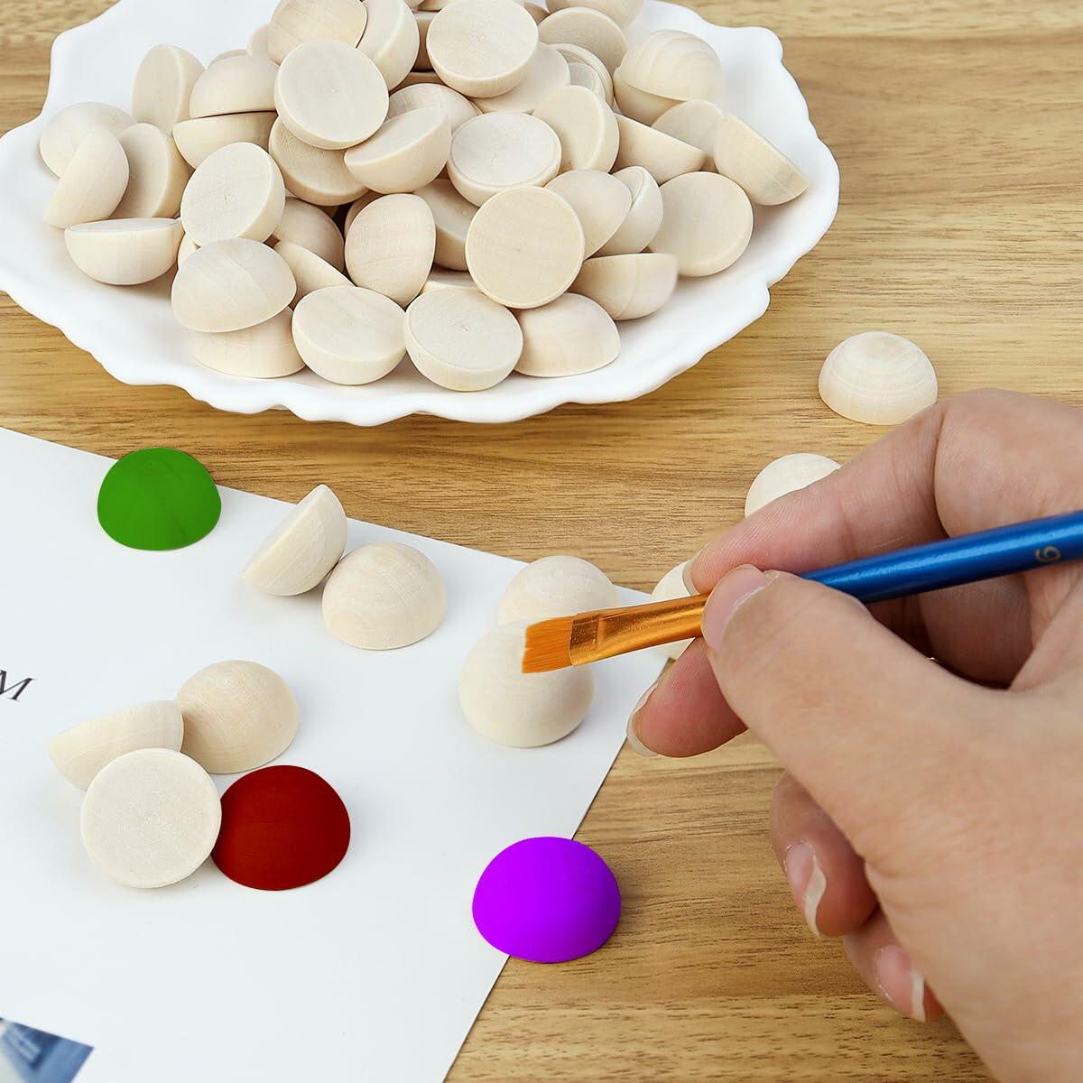200PCS Half Round Wood Balls 20mm Unfinished DIY Craft Paint Art Toy Decor