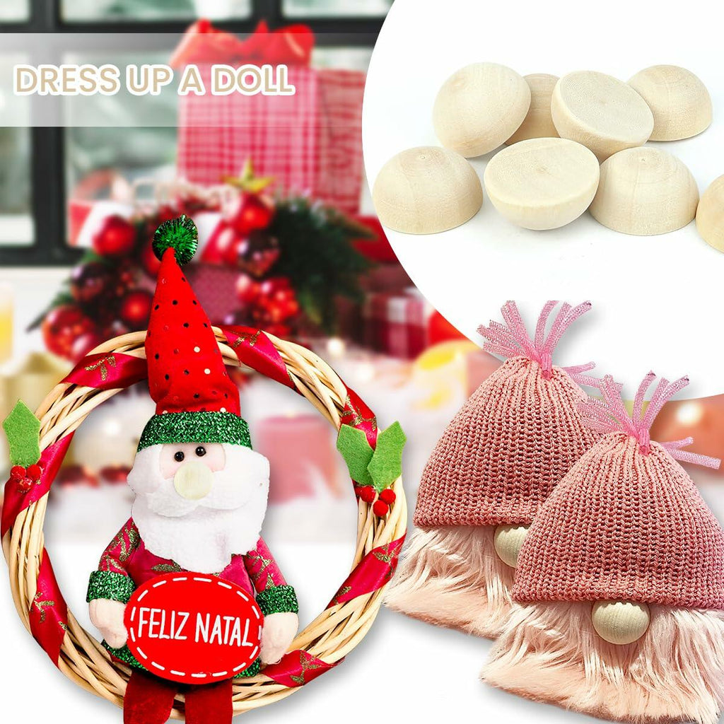 200PCS Half Round Wood Balls 20mm Unfinished DIY Craft Paint Art Toy Decor
