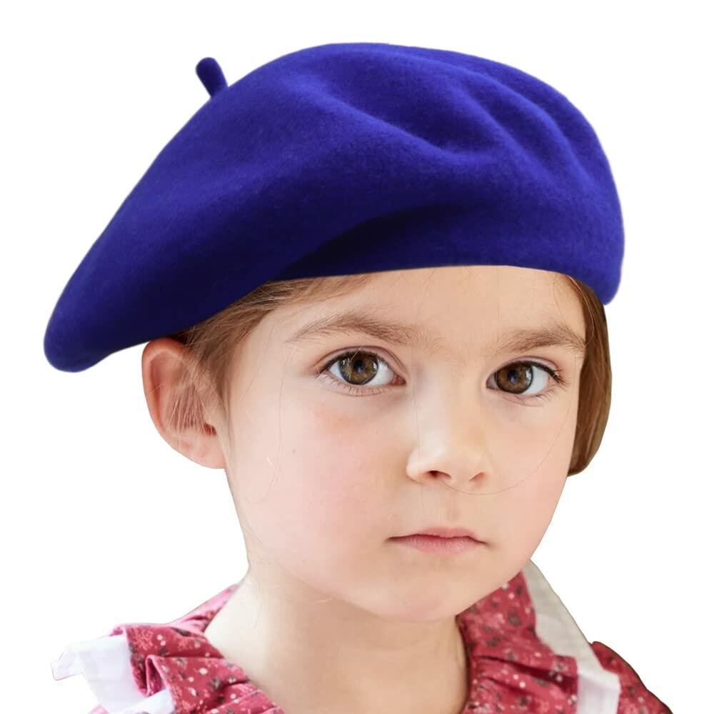 Wheebo Kids Wool French Beret Artist Painter Hat Solid Color Sapphire