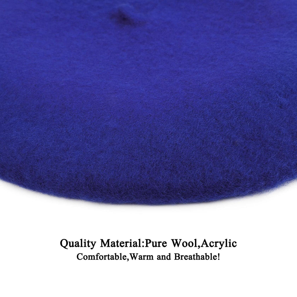 Wheebo Kids Wool French Beret Artist Painter Hat Solid Color Sapphire