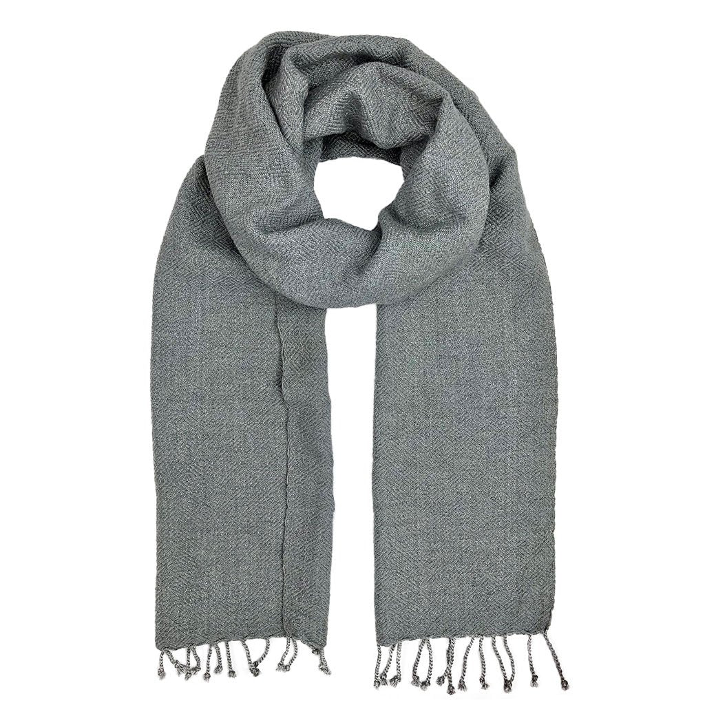 Organic Cotton Diamond Scarf 67x12 In Handloom With Tassel Fringe Earthy Tones