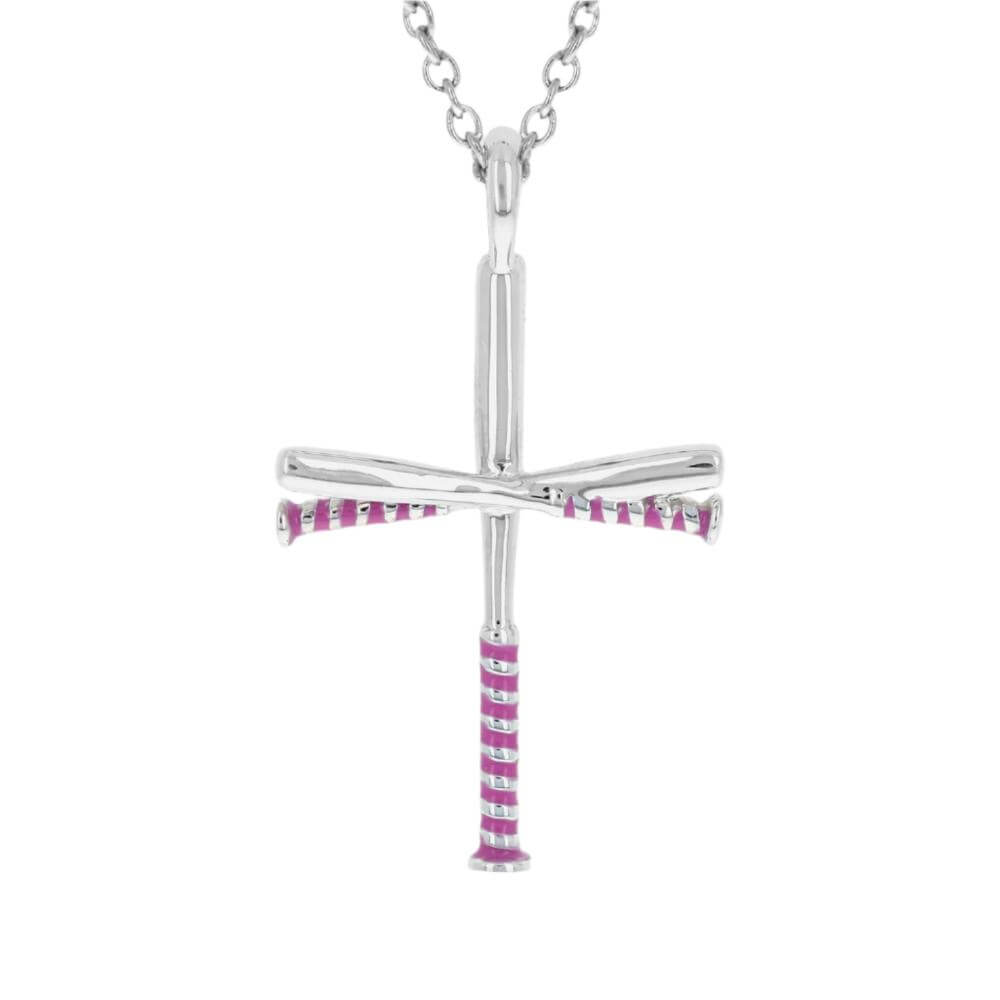 Color Grip Softball Bat Cross Necklace (Youth)