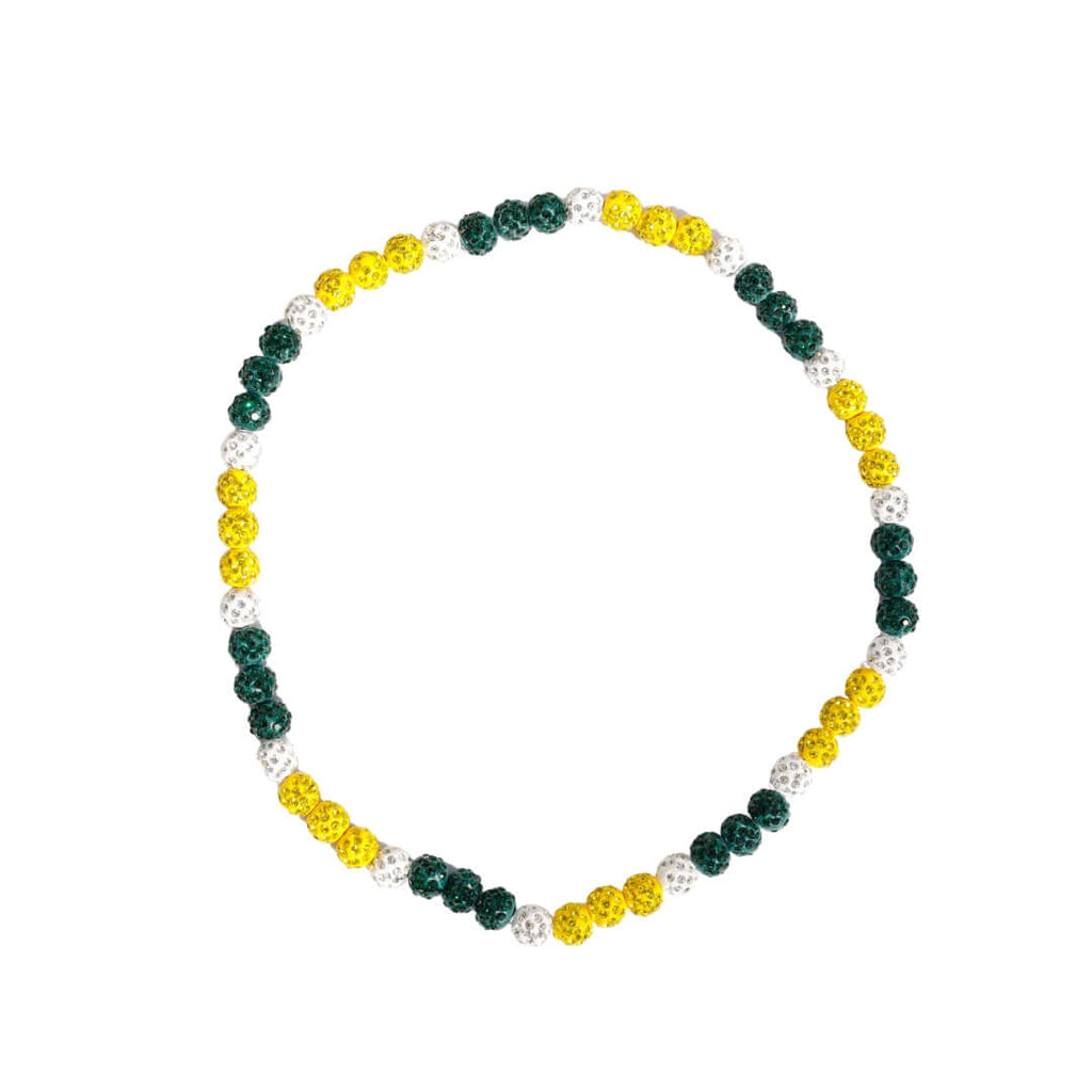 Oso Verde Iced Out Baseball Bead Necklace | Green, Yellow, & White