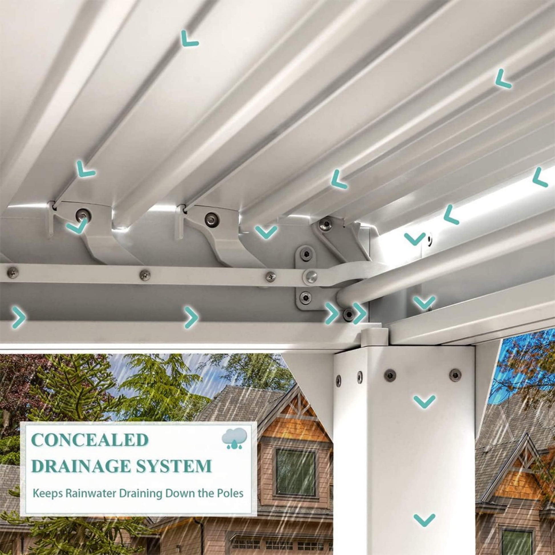 [12X20FT] Alora Outdoor Hardtop Louvered Pergola With Adjustable Aluminum Rainproof Roof (SAK18625)
