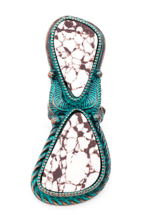 Oversize Vintage Turquoise Western Stretch Statement Ring