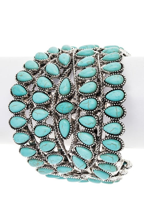 Oversize Western Multicolor Compressed Stone Bangle Cuff