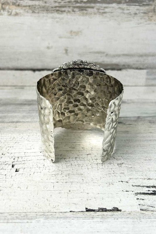 Oversized Natural Stone Bangle Red Boho Cuff Bracelet