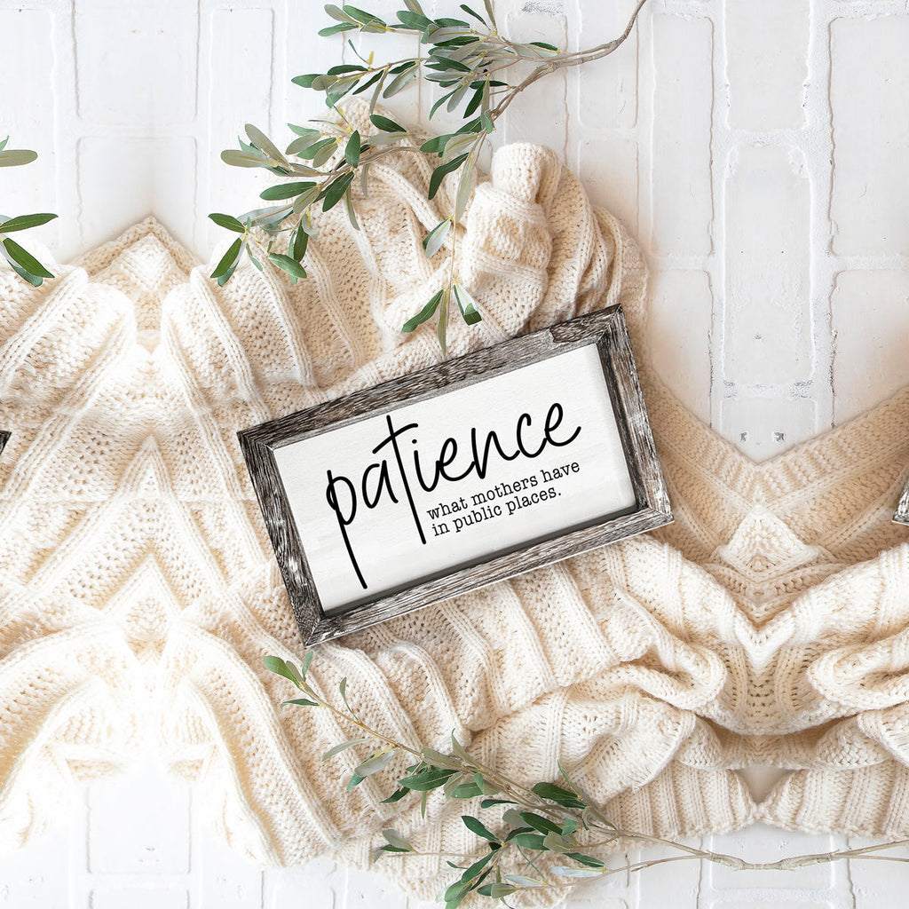 Mothers Patience Wood Sign Funny Mom Quote Rustic Indoor Home Decor