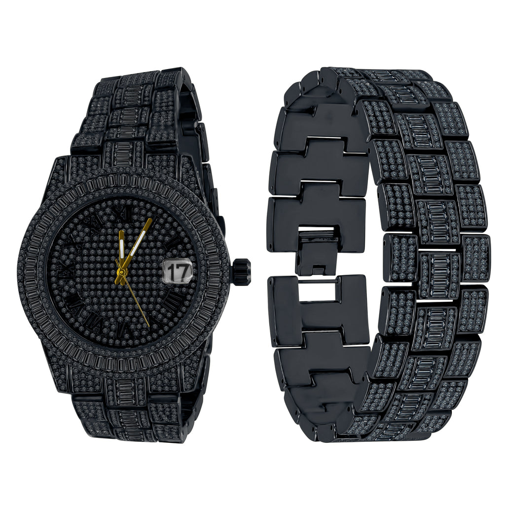 Pave Crystal Watch And Bracelet Set For Women Luxury