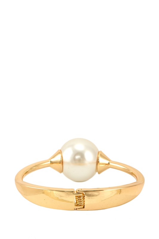 Pearl Hinge Bracelet With Pearl Ball Accent Gold Plated