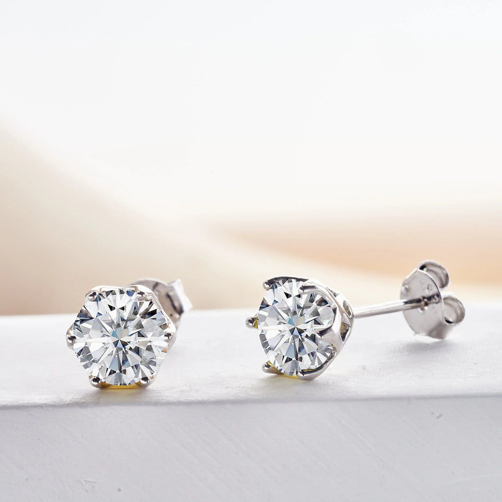Pink Royal Blue Moissanite Stud Earrings S925 Sterling Silver 0.5 1 2 Ct Bride