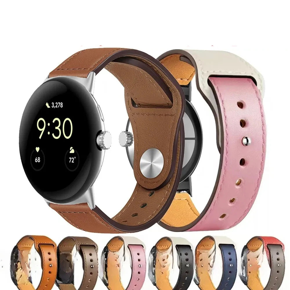 Pixel Watch 1 2 3 4 41mm 45mm Leather Band - Genuine