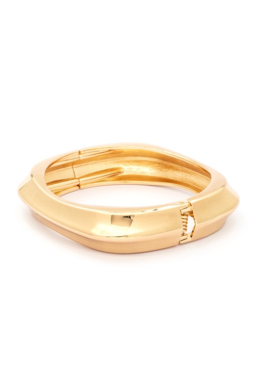 Polished Square Hinged Bangle Gold Tone Womens Bracelet