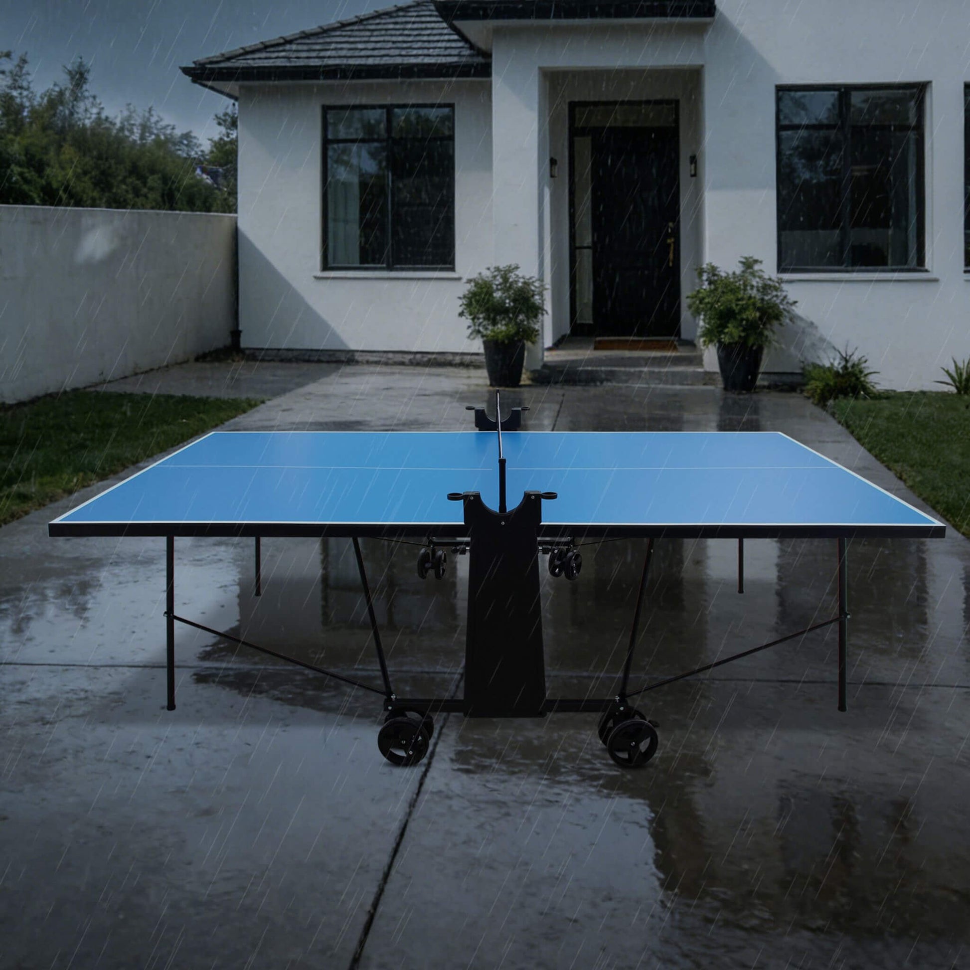 Portable 108-Inch Full-Size Table Tennis Table Set With Net, Paddles And Balls (SAK50384)