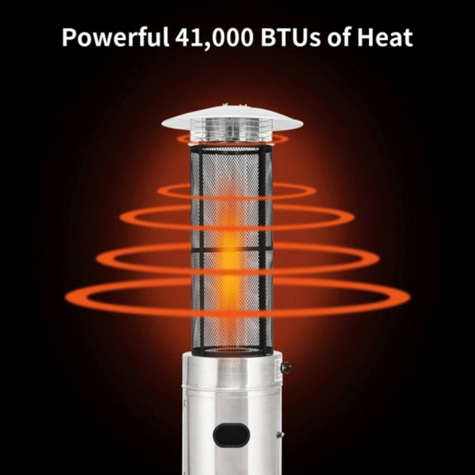 Portable Cylindrical Freestanding Outdoor Round Glass Tube Propane Patio Heater, 41K BTU (SAK93913)