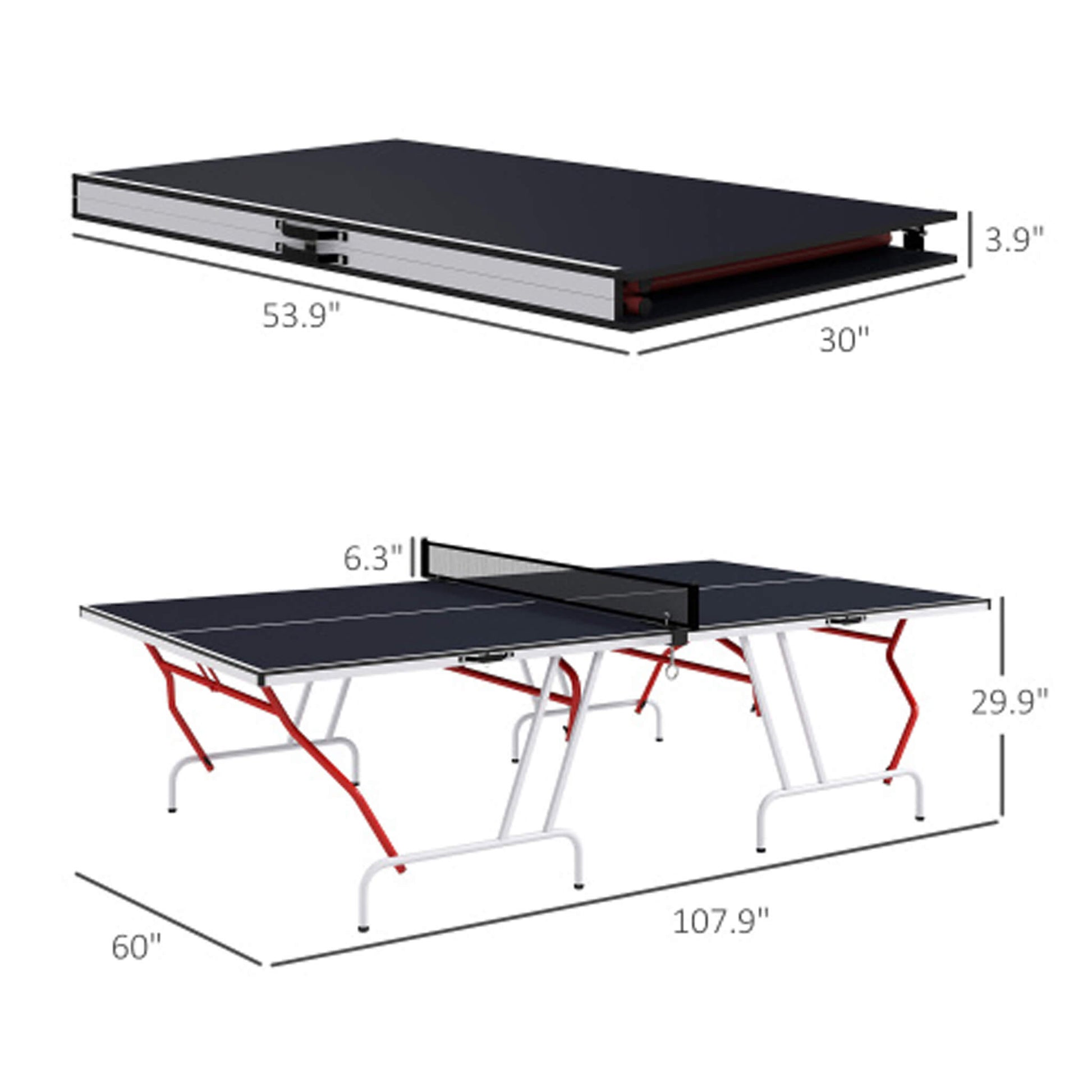 Portable Foldable Full-Size Ping Pong Table Tennis Table With Net And Accessories (SAK64929)