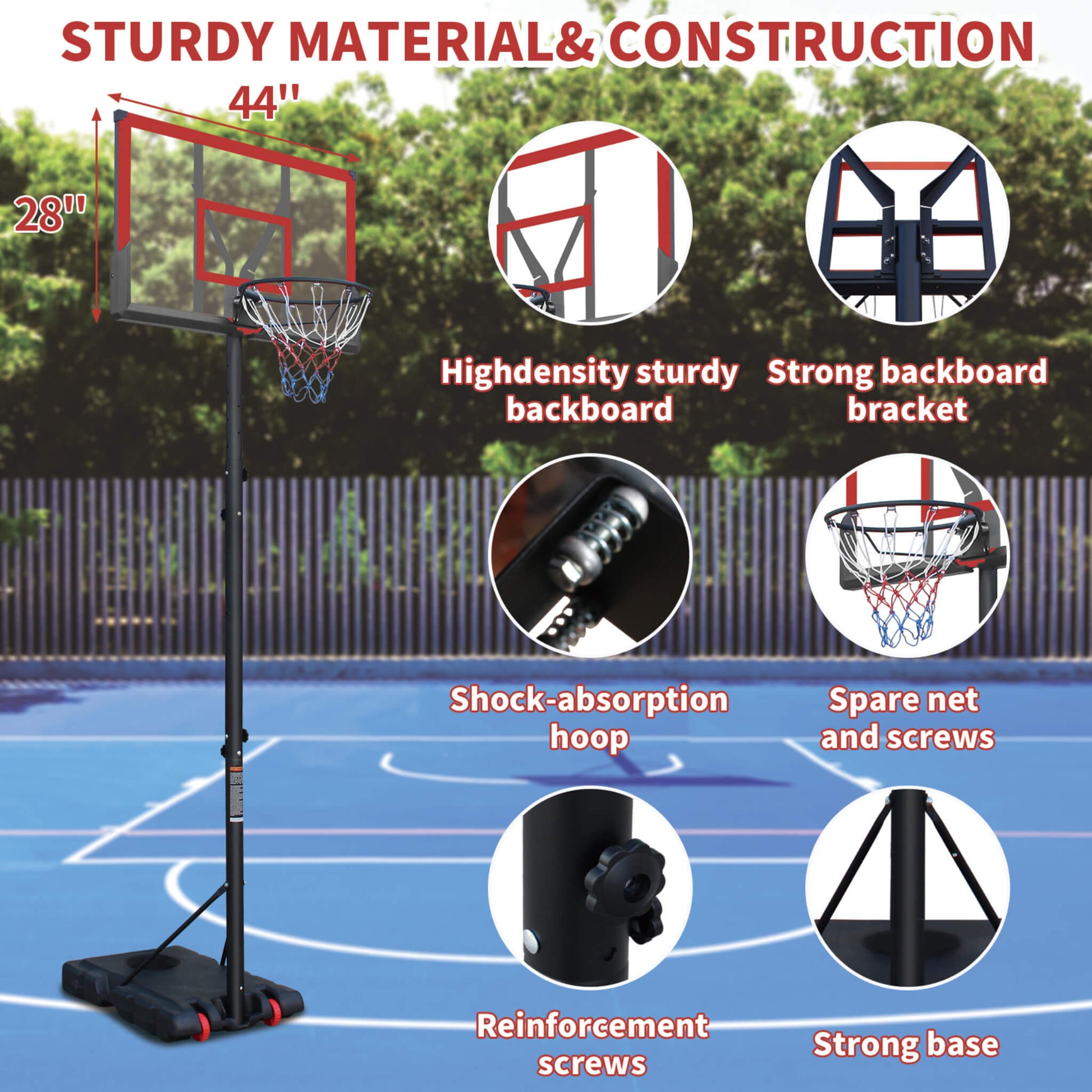 Premium 10FT Outdoor Portable Adjustable Basketball Hoop With Wheels (SAK31961)