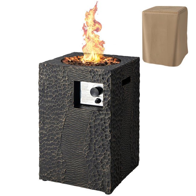 Alora Premium 16FT Square Outdoor Propane Fire Pit W/ Lava Rocks Waterproof Cover, 30K BTU (SAK30861)