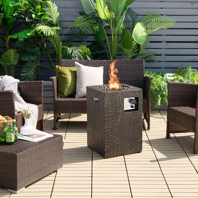 Alora Premium 16FT Square Outdoor Propane Fire Pit W/ Lava Rocks Waterproof Cover, 30K BTU (SAK30861)