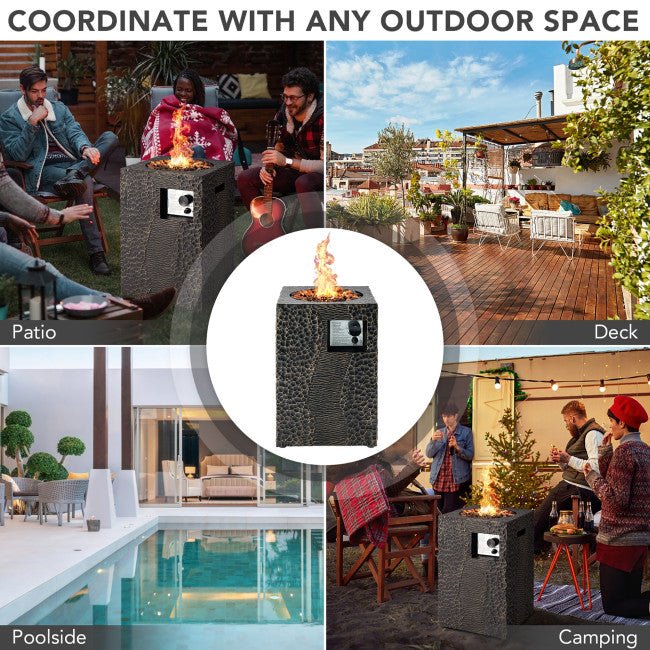 Alora Premium 16FT Square Outdoor Propane Fire Pit W/ Lava Rocks Waterproof Cover, 30K BTU (SAK30861)