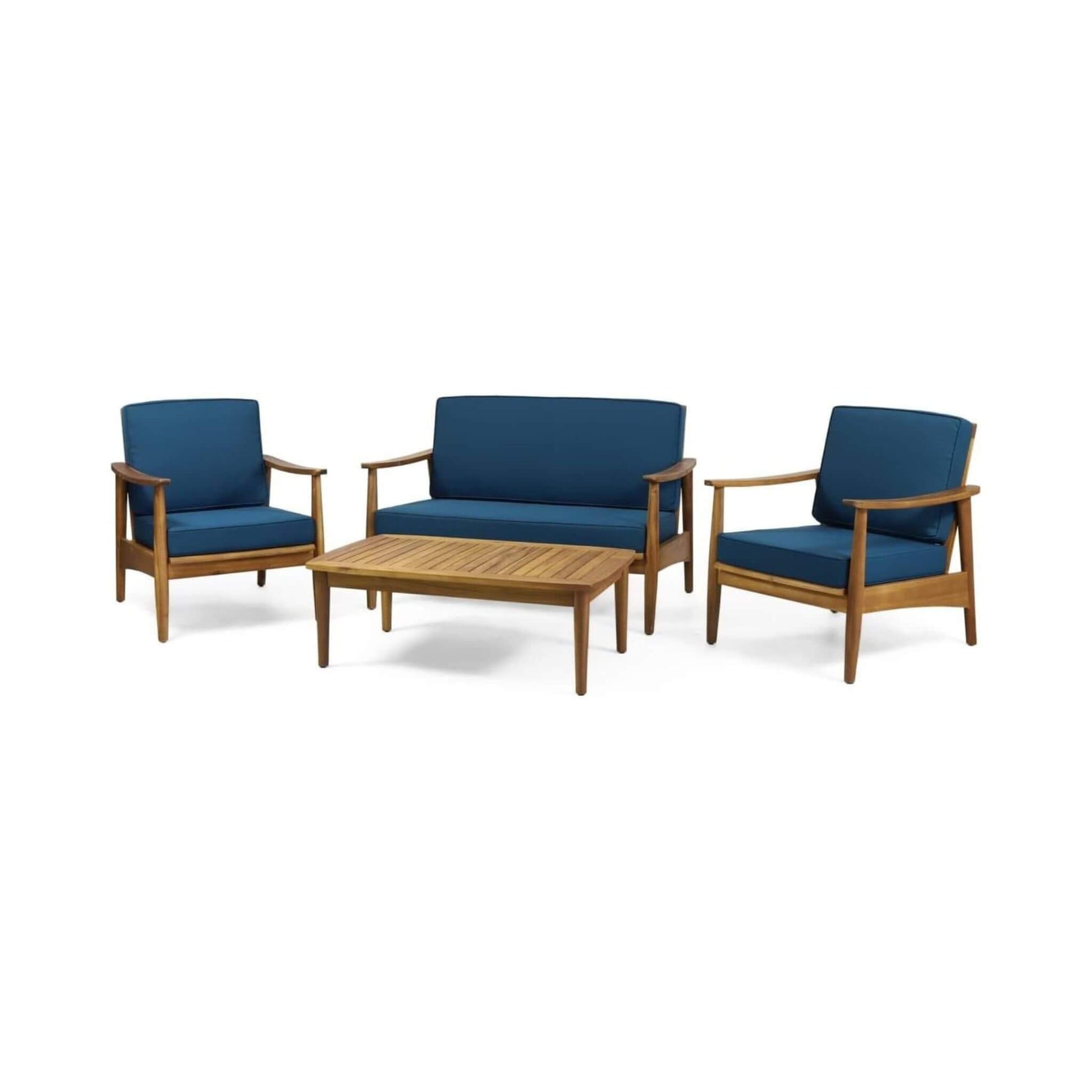 Alora Premium 4-Piece Wooden Outdoor Patio Conversation Seating Set With Cushions (SAK31469)