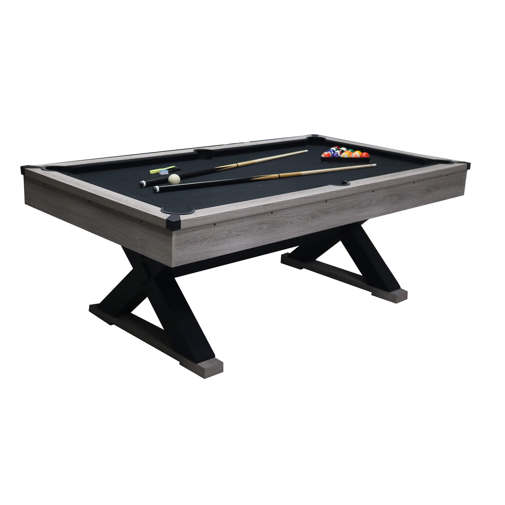 Premium 7FT Wood Billiards Pool Snooker Table Game Set With X-Shaped Legs (SAK32091)
