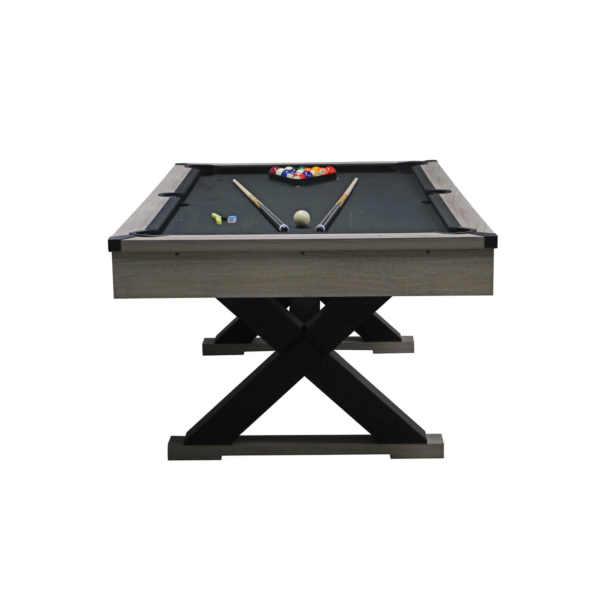 Premium 7FT Wood Billiards Pool Snooker Table Game Set With X-Shaped Legs (SAK32091)