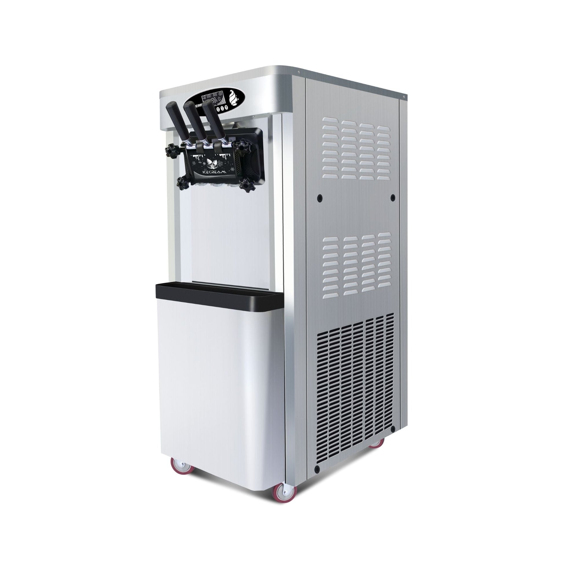 Premium Commercial Vertical 2000W 3-Flavor Soft Ice Cream Machine With Dual 6L Hoppers, 25-30L/H (SAK93406)