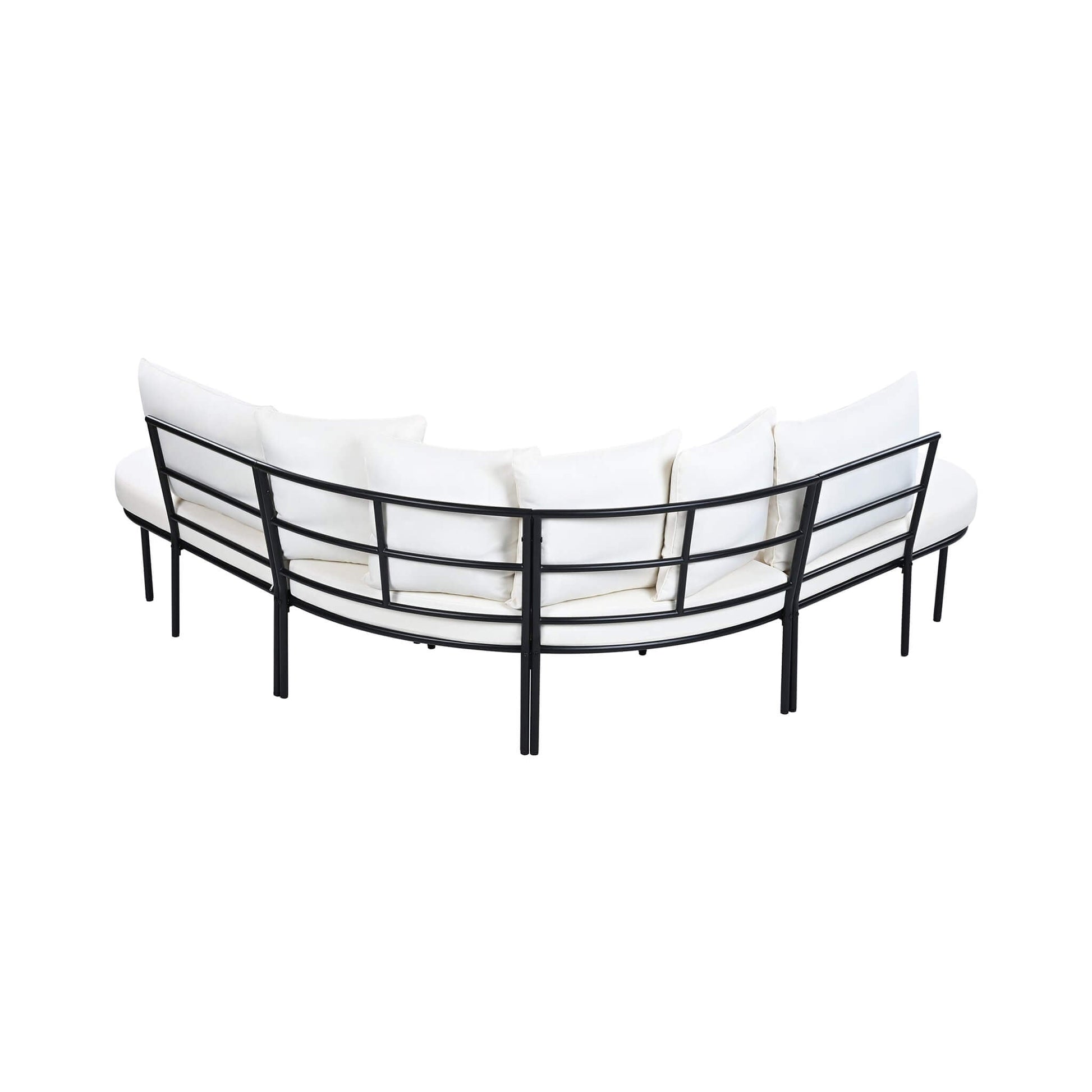 Alora Premium Half-Moon 6-Person Curved All-Weather Outdoor Furniture Sofa Patio Set With Coffee Table And Cushions (SAK76332)