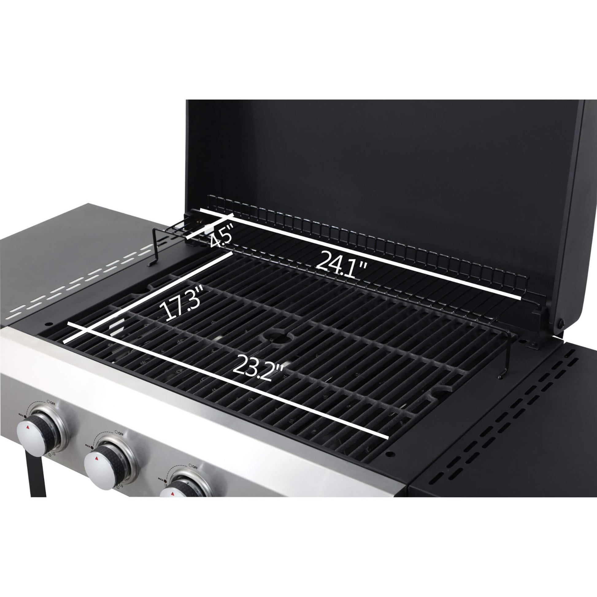 Premium Outdoor 4-Burner Propane BBQ Grill With Foldable Side Tables, Hanging Basket, And Cooking Grids (SAK53213)