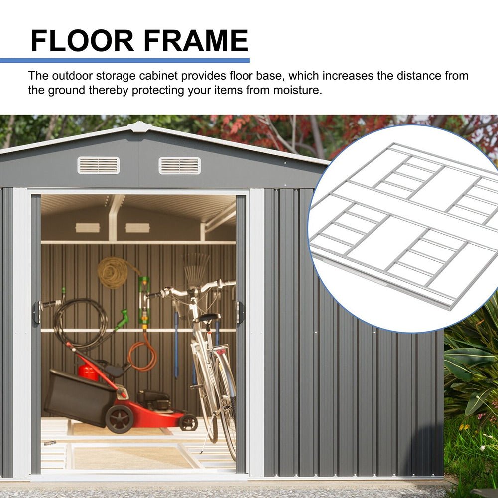 Alora Premium Outdoor Galvanized Steel Backyard Storage Shed W/ Dual Lockable Sliding Doors, 11x13' (95382641)