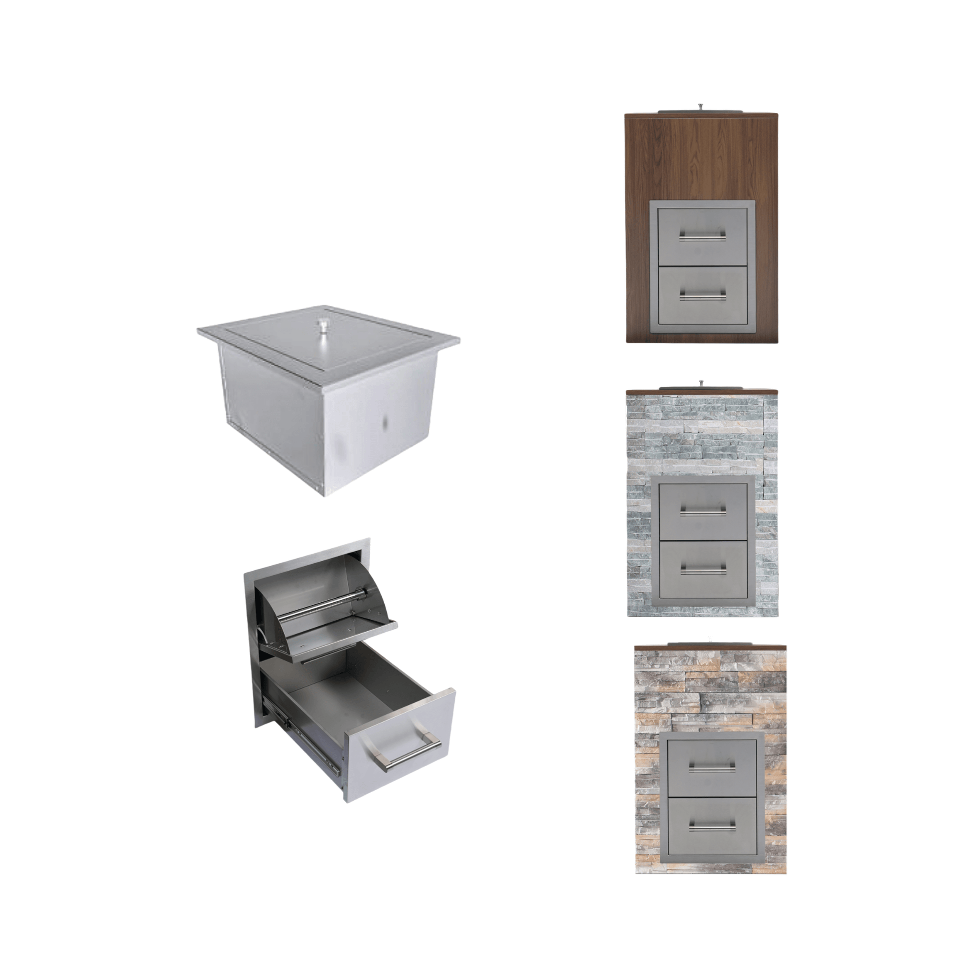 Premium Outdoor Kitchen With 32-Inch 60K BTU Built-In Stainless Steel LPG Gas Grill, Door And Drawer Combo And Stainless Steel Ice Box (SAK98661)