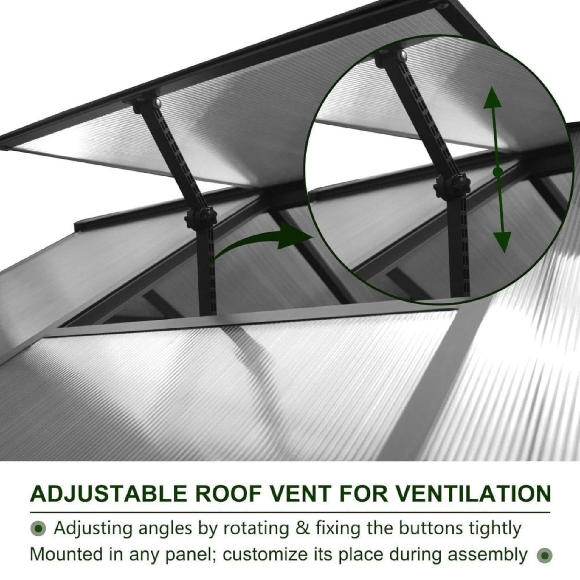 [06X12FT] Premium Polycarbonate Gray Walk-In Greenhouse Kit With Adjustable Vent And Lockable Door (SAK35264)