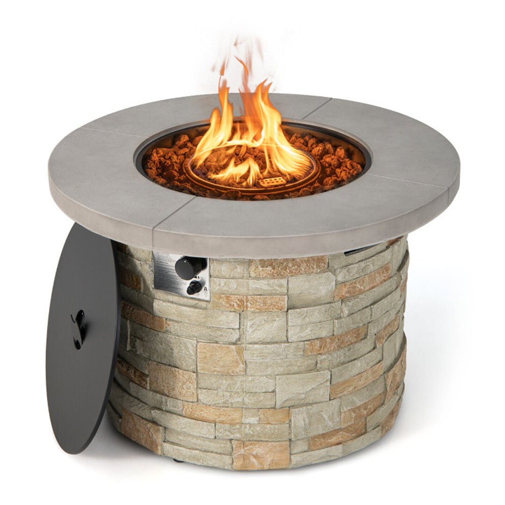 Alora Premium Round Outdoor Propane Patio Gas Fire Pit Table W/ Lava Rock & Cover, 36" (SAK24173)