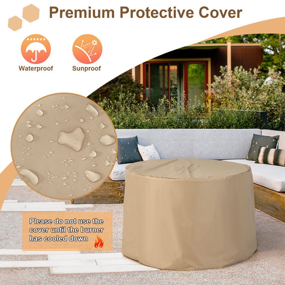 Alora Premium Round Outdoor Propane Patio Gas Fire Pit Table W/ Lava Rock & Cover, 36" (SAK24173)