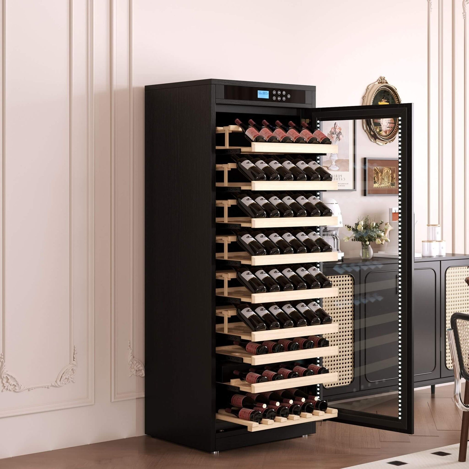 Nuvia 102-Bottle Smart Temperature-Controlled Multi-Tier Wine Cabinet For Home And Bar (SAK46361)