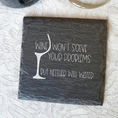 Slate Coaster Hand-Stamped Artisan Drink Coaster With Cork Feet - USA Slate