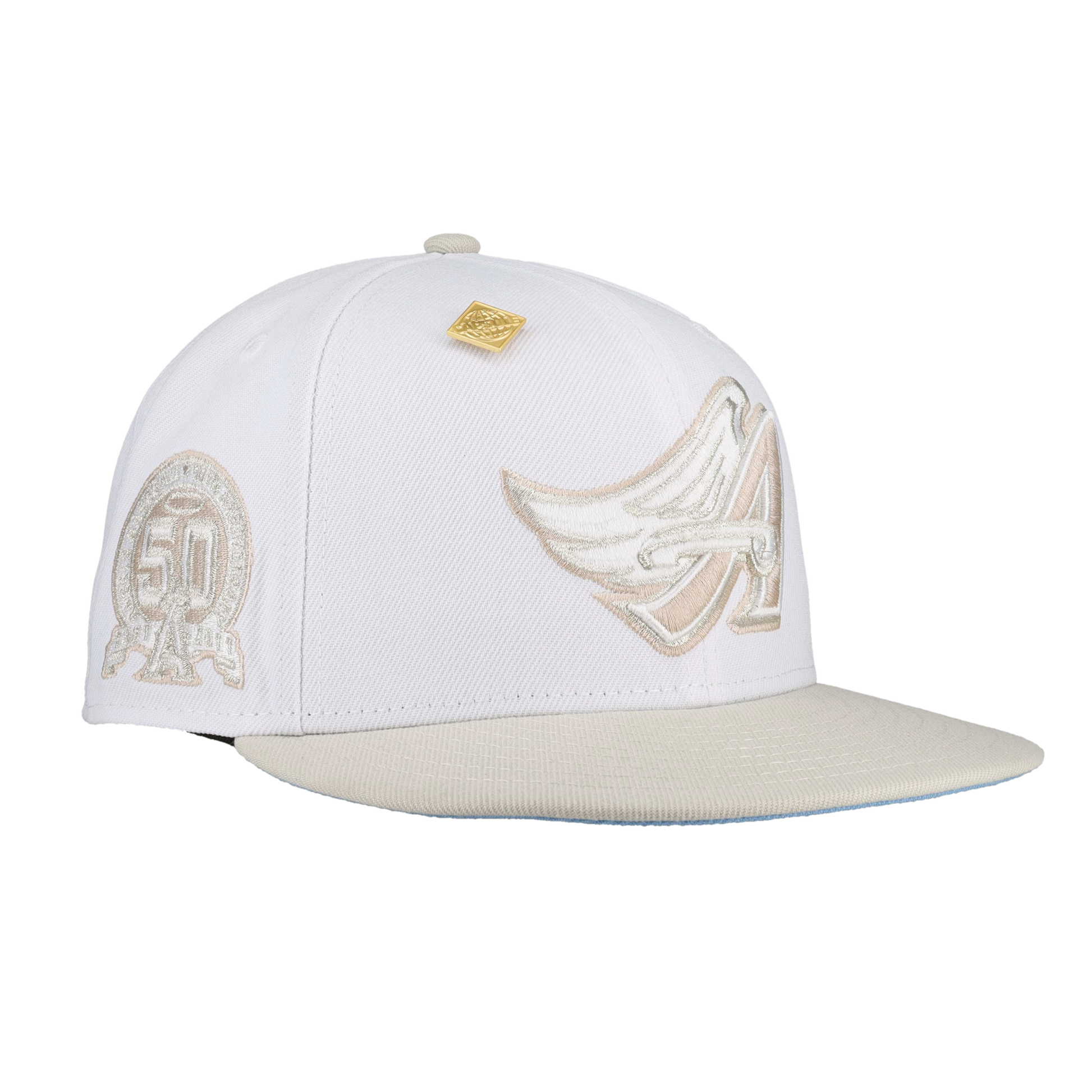 Anaheim Angels Pure White 50th Anniversary Patch 59Ffity Fitted Hat